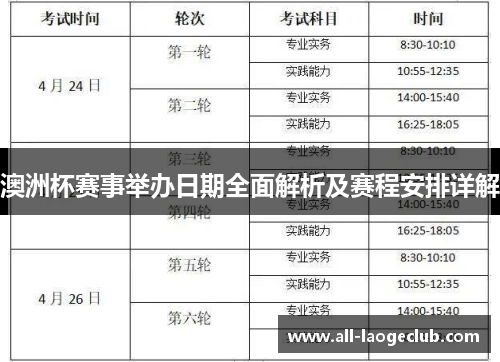 澳洲杯赛事举办日期全面解析及赛程安排详解 澳洲杯赛事举办日期全面解析及赛程安排详解